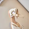Girl sandals carina papi di perle perle kid principessa scarpe piatte tacchi piatti bambini balli di ballo 2136 240506