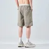 Summer Mens Baggy Casua Shorts Waffle Straight Boardshorts Wide Short Pants Male Elastic Waist Korean Streetwear Knee Shorts240416