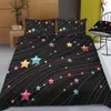 Set di biancheria da letto a stella biancheria da letti cielo notturno ragazze ragazzi ragazzi giù per copripiumino set di tessili blu scuro galassia da letto da letto malato copripiumino j240507