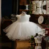 Abiti di battesimo Nuovo glitter Flower Flower Girl Dress Party Wedding Princess White Sheer Baby Bath Celebration First Birthday Q240507