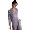 Damski Sleep Lounge 2024 Autumn Spring Nowy lodowy jedwabna miękka piżama dla kobiet urocza krowi paski piżamy dla kobiet Lapel Cardigan 2 -częściowy zestaw Kobiety