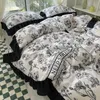 Set di biancheria da letto serie floreale Serie stampato a letti morbidi lungo le coperture del piumone per letti Fogli piatti Fogli Flance