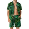 Suits de survêtement masculins Tropical Leaf Men sets Palm Palm Palm Casual Shirt Set Vintage Beach Shorts Costume de conception d'été Vêtements de 2 pièces plus taille