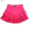 Röcke Schnell trockener Sport Tennis Rock Frauen flauschige Kuchen Fitness Running Clothes Girl Badminton Solid Falten Workout Skort Y240508