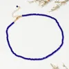 Choker Fashion Black Perles Collier pour femmes Simple Small Small Blue Crystal Courte de bijoux de chaîne de clavicule courte