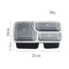 Одноразовая посуда 12 упаковок готовых к употреблению контейнеров 3 Компания блюда для хранения ланч -ланч -ланч с крышкой пластиковой сложенной микроволновой посудомоечной машины безопасность Q240507