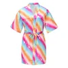 パジャマの新しいソリッドガール染色シルクローブフラワーガールドレスウェディングドレスショートバスルームパジャマパジャマパジャマ+ベルトイブニングドレスホットセラー2405