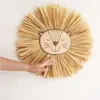 Dekorative Figuren Tierkopf Hand gestrickt hängende Baumwollfadenwebereien Stroh Cartoon Quasten Bart Löwe Tiger Makrame Anhänger Wanddekoration
