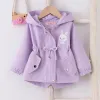 Sets 17 ans Jacket Baby Girls Spring and Automne Casual Windbreaker Kids Swearwear Migne Rabbit Hooded Baby Mabe Kids Vêtements 2023 Curtain