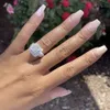 Anel da quadra vintage 925 Sterling Silver Square Diamond CZ Promova anéis de casamento de noivado para mulheres jóias de noiva 289U