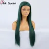 13 * 2,5 Lace Lace Front Perruque Long Right Green Green Synthétique Naturel Natural Crochet Coiffure Cosplay Girl Wigs Synthetic Lace Wig Wig Handimplantes Hair Wigs