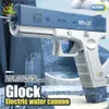 Sand Play Water Fun Gun Toys Huiqibao M1911 Glock Electric Automatisch buitenstrand Grote capaciteit Zwembad Zomer voor kinderen jongens geschenken 230718 Q2404081