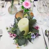 Bandlers en bougies de couronne verte réaliste Eucalyptus Ring Set Artificial Greenery Garland for Home Wedding Party Table Centorpiece