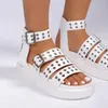 Scarpe casual da donna Summer's Fashion Round Round Metal Designer Sandals Sandals in pelle Daily Versatile Versatile Simple Sold Color