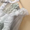 Повседневные платья Evagina Fashion Designer Designer платье женское лето lrregular Lotus Leaf Leaf Leaf Leaf Leaf Sequin Chiffon