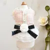 Princess Dress Coat for Small Dogs Buttefly Bow Luxury Fleece Tulle White Flower XS S M L XL 240508