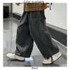 Herren Jeans Mens Hosen regelmäßige Feste Farbe Streetwear Nicht Stretch 1 -pc -Baumwollmischung Japanische Harajuku Lose Weitbein Fracht