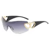 Sunglasses Heart shaped frameless sunglasses for mens brand design luxurious large sunglasses fashionable retro trend mens glasses Y2K J240508