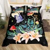 Sängkläder sätter svamp ner täcken täckning i stor storlek Golden Moon Star Bedding Set Psychedelic Moth Paint Planet Leaf Flower Bekväm set J240507