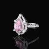 Band Rings S925 Silver Rdroplet Shape Micro Set Zircon Pink Pear Fashion Edition Rboutique Womens Jewelry J240508