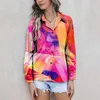 Blusas femininas 2024 Mulheres elegantes camisas moda moda casual manga longa de alta qualidade impressão artística hirts verão solta