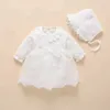 Vestidos de batismo Vestido de Natal bebê Branca neve de neve de 1º aniversário de manga longa Q240507
