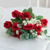 Fleurs décoratives Silk Artificiel Rose S Christmas Wedding Bridal Bouque Garden Wall Couronnes Home Box Box Box Festival Décoration