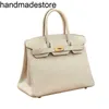 Platin -Tasche 25/30 Handtasche Französisch Original Togo Milkshake weiße Handtasche Frauen handgefertigtes echtes Leder