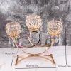 Держатели 1pc 3 Arms Golden Crystal Holder Holder Worte Holder Candelabra, винтажный подсвечник для столовой центральной свадьбы