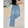Frauen Jeans Designer Marke Original Label 2024 Sommer Neues kleines, duftendes Stiltuch, gestickt gerade Röhre lose und schlankes weites Bein für Frauen 87857 LOFB