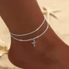 Bohemian Beach Füße Kette Sterling Silber Fußkettchen für Frauen Fußbeinkettenglied Charms Bracelet Beach Accessoires Sommer Modeschmuck