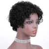 Curly Pixie Cut Wig Perruques à cheveux humains pour femmes noires Cheveux humains Bob Bob Wig avec Bangs Wavy Aucune Wig avant en dente
