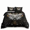 Beddengoed stelt vlinder en doden motten meisje beddengoed benodigdheden gotische schedel boho comfortabele cover decoratie slaapkamer zon en maan patroon naar beneden dekbedoverdek j240507