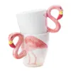 Tasses 400 ml 3D stéréo flamanto café tasse animal mignon céramique dessin animé couple lait milk créatif avec manche drôle