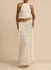 Femmes Summer Loungewear Cost Halter Halter Top Maxi jupes 2pcs Matching Sets White Color Fashion Backless Ladies tenue 240507