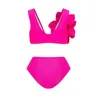 Kadın Mayo Cputan 2024 Seksi 3D Çiçek Bikini Seti 3 Parça Yüksek Bel Mayo Etek Brezilya Biquini Bankası Sahili Plaj Elbise