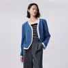 Toyouth Women Blazer Autumn Long Manche V couche Verbe Couleur Couleur Couleur Couleur Mode Elegant Blue Outwear Tops 240507