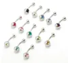 100pcs Mix Color Stahlkristall Strass doppelte Edelstein Bauchnabel Navelstange Piercing Mode Body Jewelry7645151