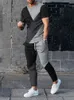 Men Tracksuit T -shirtpants met korte mouwen 2 -delige heren Set Outfit Oversized Jogger Sportswear 3D Color Print Trousers Suit 240426
