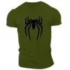 Summer Casual Sports Fashion Moda 2D Spider Spider Crewneck adulto Manga curta T-shirt Mens de tamanho largo solto seco rápido 240418