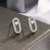 Новые 925 серебряного серебра высокого качества серьги Простой геометрический дизайн Подарок мода Инкрустированные серьги циркона для женщин