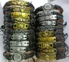 20 stks mannen diverse schedelpatroon lederen legering brons armbanden polsbandjes armbanden manchet punk cool juwelen feest hele pols6362853