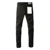 Damesbroek paarse roca merk jeans mode top street zwart noodlijdende kwaliteit reparatie lage stijging mager denim