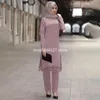 Abbigliamento etnico Elegante due pezzi Tops musulmani Pantaloni Adorazione Servizio Abita Abaya Abete Tunica Jubah Dubai Ramadan Set