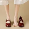 Dress Shoes Women 5cm High Heels Party Cute Lolita Pumps Female Casual Buckle Stap Glossy Leather Lady Classical Mary Jane