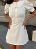 エレガントな人形首輪レディースドレス2024春の夏ファッションスリム半袖ボタン女性ドレスレディーハイストリートベスティドス240507
