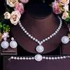 Necklace Earrings Set 4 Pcs Fashion White Cubic Zircon Flower Women Wedding Costume Brides Party Accessorie LYT0309