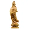 Skulpturen Feng Shui Buddha Dekoration Stehend Guanyin Bodhisattva Huangyang Holzstatue Starke Schnitzhandwerkhandwerk