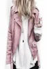 Women039s Jackets Autumn Winter Women Jacket Moto Biker Coat Turn Down Collar Style Pink Blue Bomber Femininos With Sashes1750515