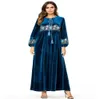 Elegante schicke Stickerei Velvet Muslim Swing Maxi Kleid Lange Robenkleider Urban Kimono Herbst Winter Ramadan Islamic Clothing7201007